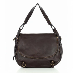 Półokrągła torba listonoszka skórzana saddle bag vintage - ciemny brąz