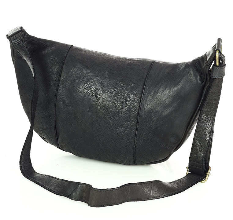 Uniwersalna torebka nerka półksiężyc crossbody runway - skóra naturalna Marco Mazzini czarny