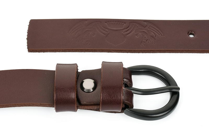 Beltimore skórzany damski pasek czarny 2,5 cm burgundowy A64 : Kolory - brązowy, beżowy, Rozmiar pasków - r.105-120 cm