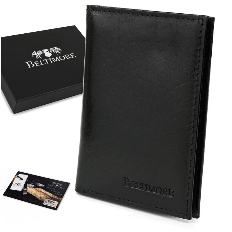 Etui na dokumenty karty czarne skórzane slim Beltimore G95