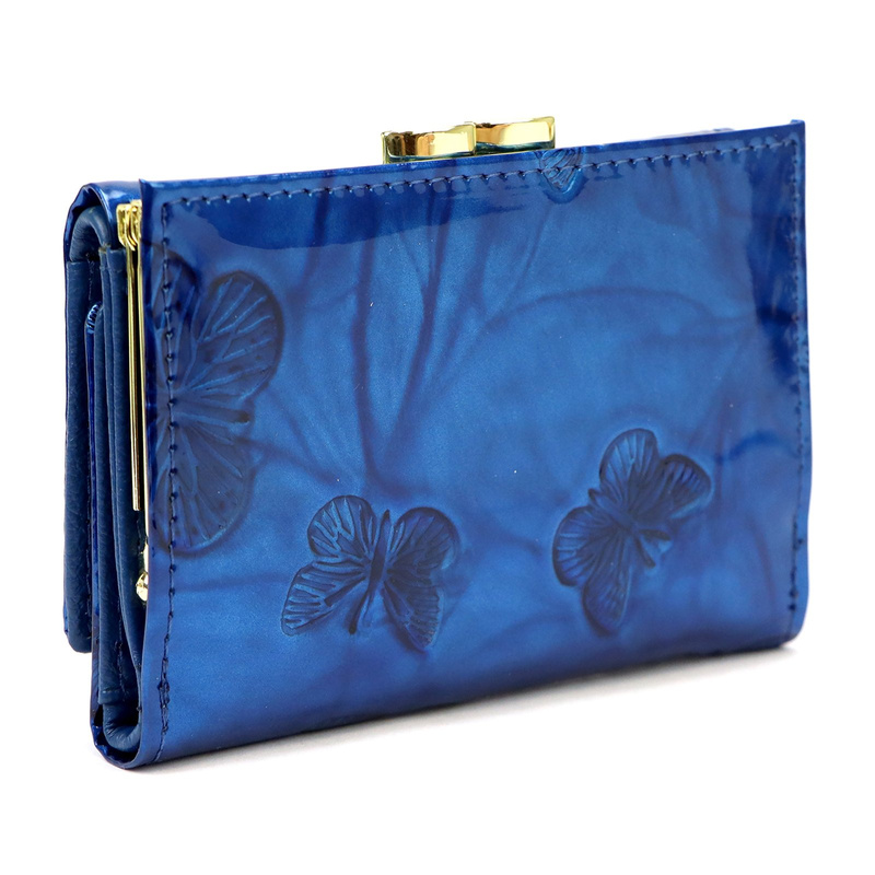 Gregorio damski portfel lakierowany skórzany pojemna portmonetka w motyle