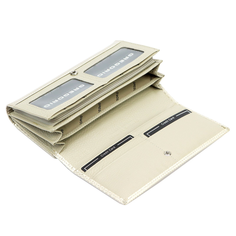 Lakierowany duży Skórzany damski portfel Gregorio