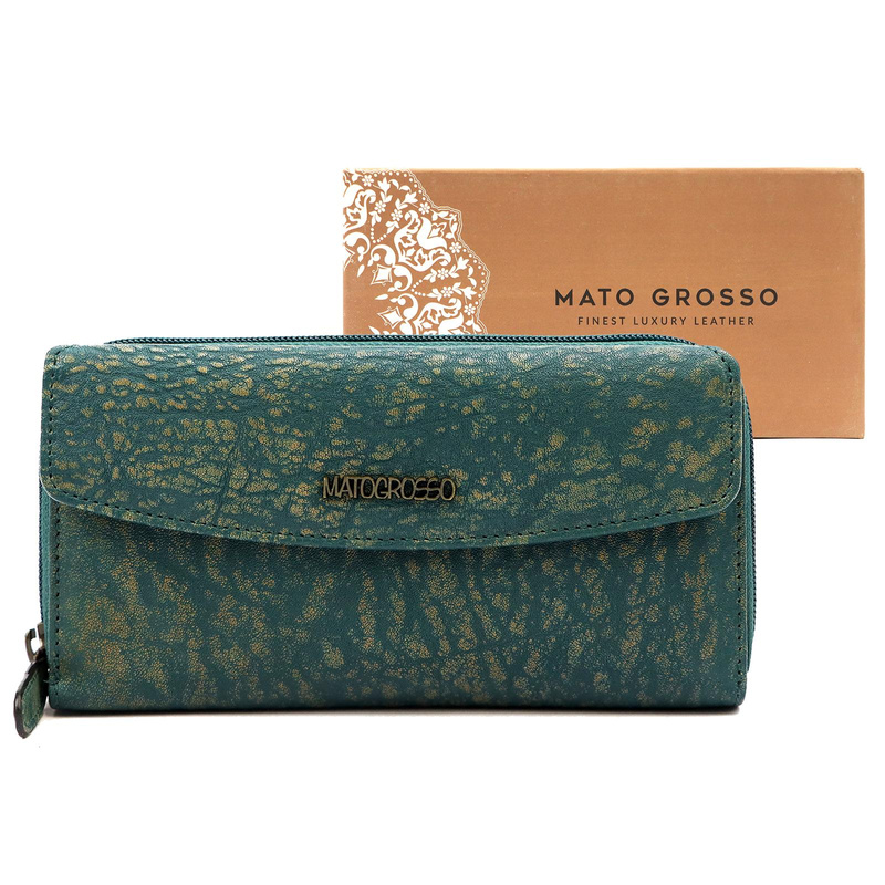 Mato Grosso portfel damski skóra naturalna duża portmonetka podłużna RFID