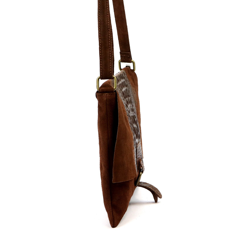 Vera Pelle damska listonoszka skórzana torebka na ramię skóra krokodyla