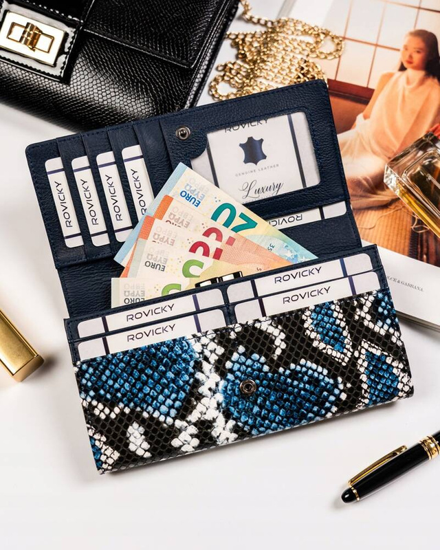 4U Cavaldi damski portfel podłużna duża klasyczna portmonetka skóra węża