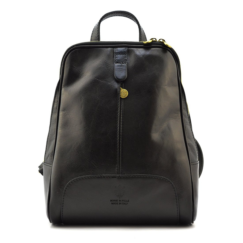 Florence Miejski Damski plecak skóra naturalna z kieszeniami na suwak