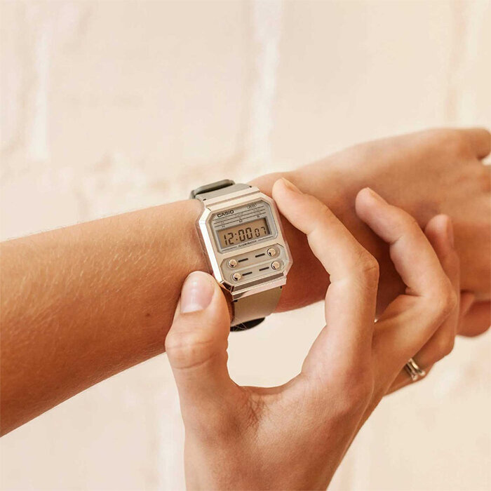 Zegarek CASIO A100WEF-8AEF. Kwarcowy, Kolor beżowy. Unisex.
