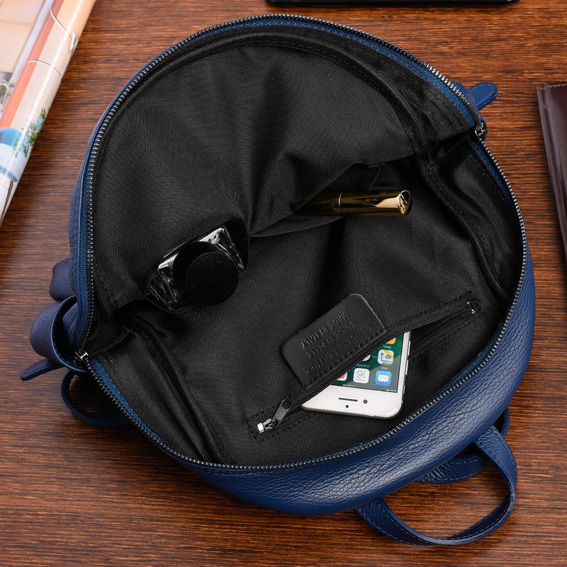 Granatowy mały skórzany plecak damski elegancki plecaczek A5 Beltimore P15