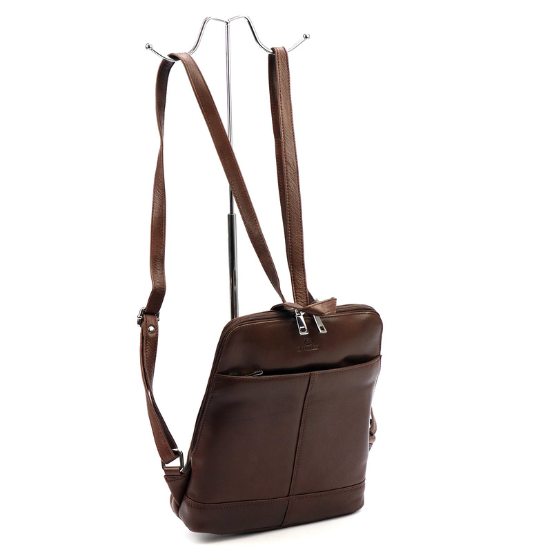 EL FORREST damski plecak skóra naturalna miejski z kieszeniami na suwak