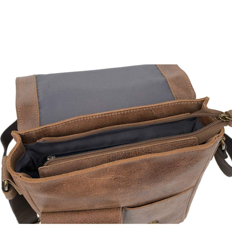 Męska torba skórzana vintage z kieszonką TM240