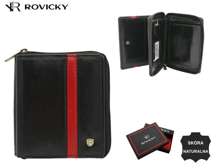 Kompaktowy męski skórzany portfel Rovicky z RFID