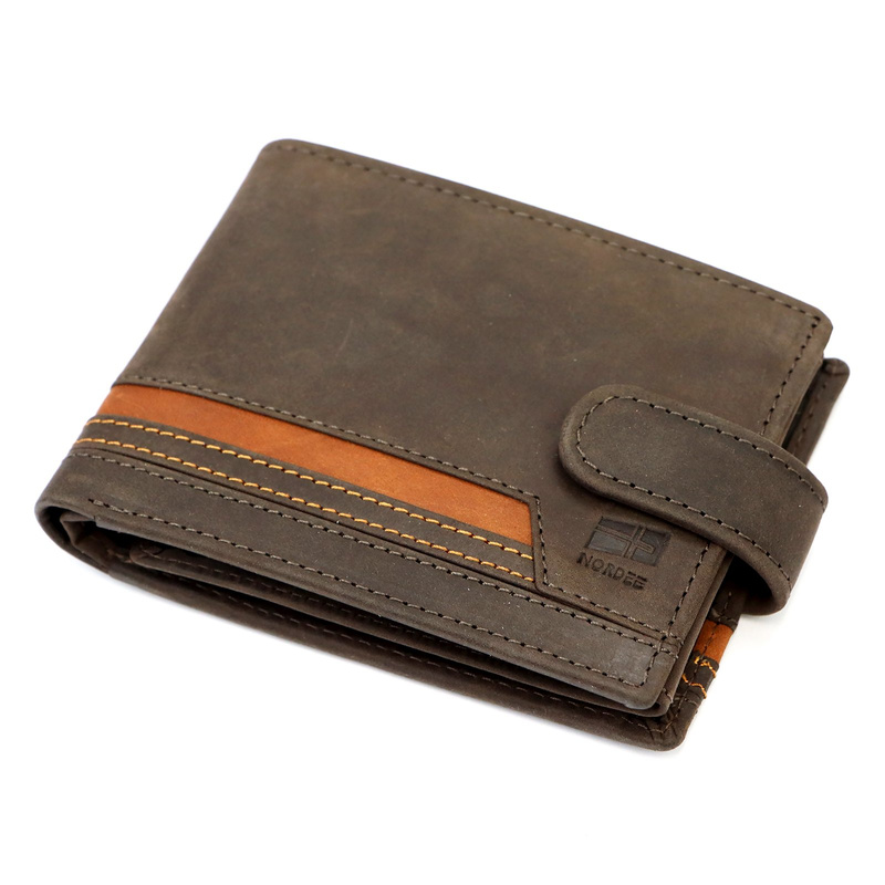 Skórzany zgrabny pojemny męski portfel od Nordee