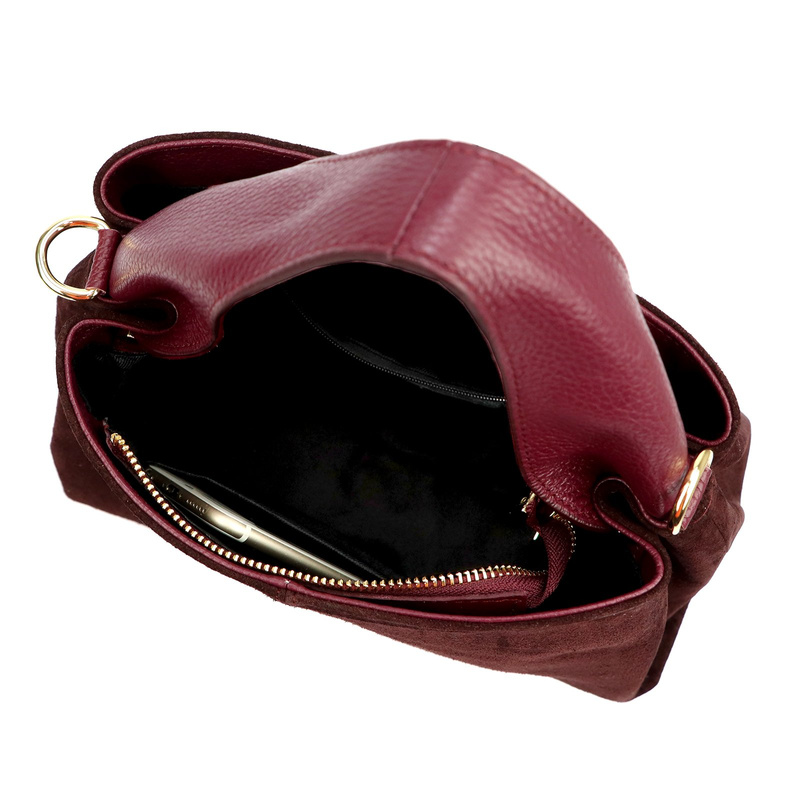 Stylowa Zamszowa damska listonoszka torebka z dopinanym paskiem od Luka