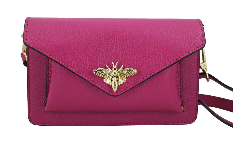 Torebka damska wizytowa skórzana - Fuksja