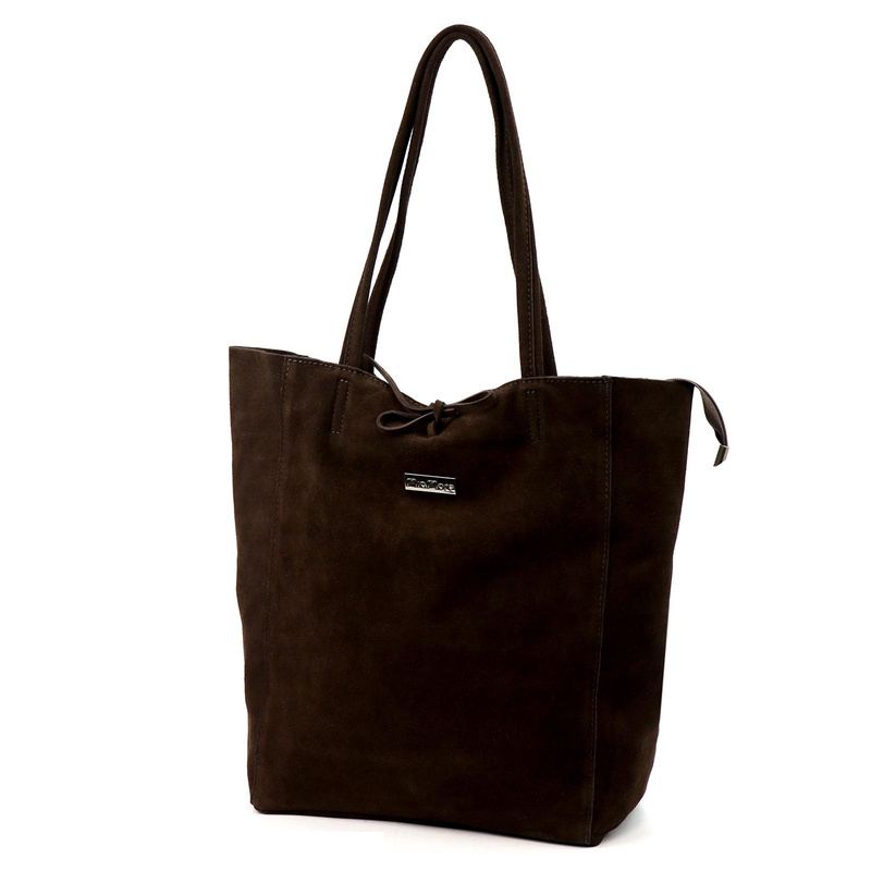 MiaMore Skórzana damska shopperbag duża torabka na ramię z kieszenią