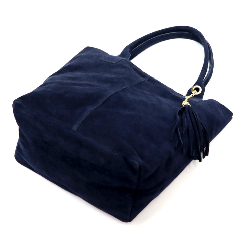 Vera Pelle zamszowa damska shopperbag skóra naturalna torebka na ramię