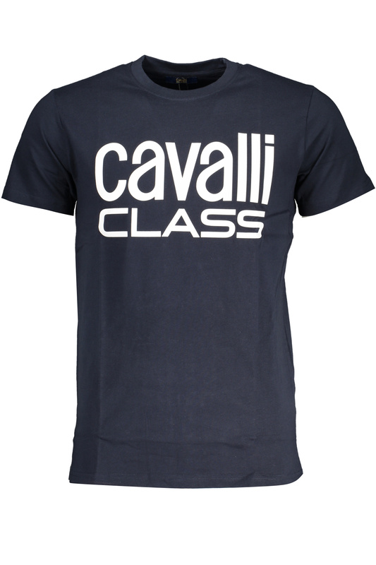 NIEBIESKI T-SHIRT MĘSKI Z KRÓTKIM RĘKAWEM KLASY CAVALLI