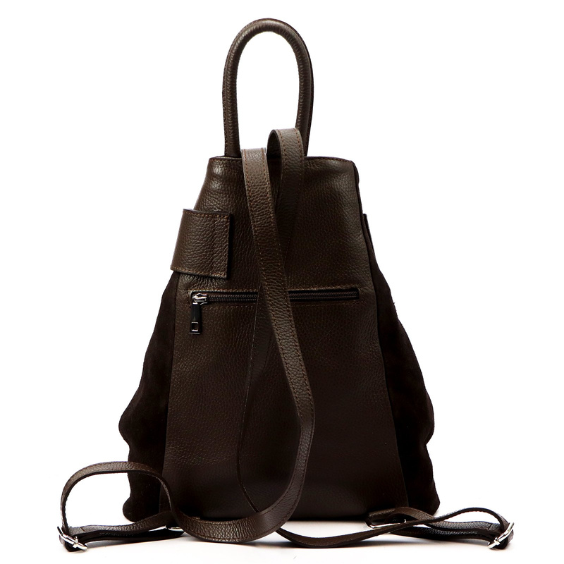 Vera Pelle damski plecak miejski ze skóry naturalnej z kieszeniami