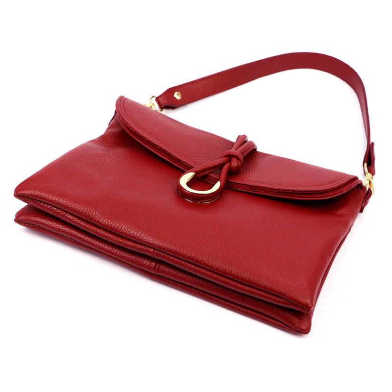 Elegancka damska skórzana listonoszka torebka na ramię z paskiem Luka