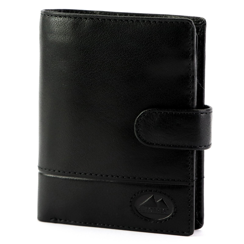 EL FORREST męski portfel pionowy rozbudowany skórzany na zatrzask RFID