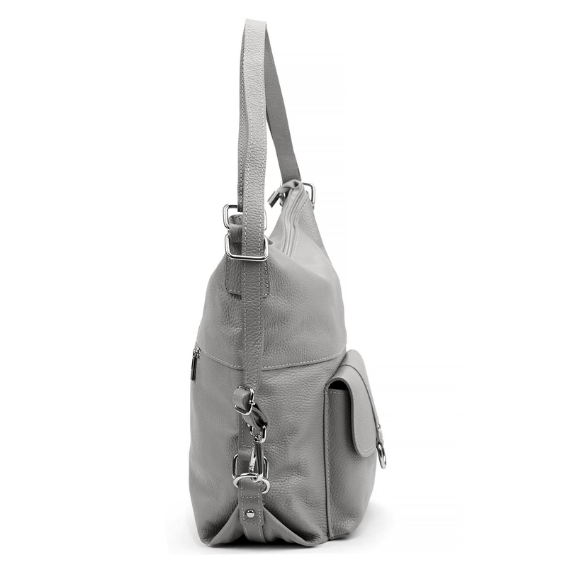 PATRIZIA Duża elegancka damska skórzana torebka na ramię z kieszeniami