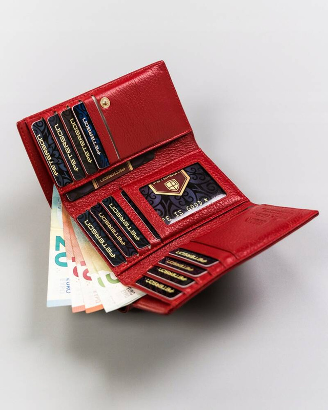 Skórzany portfel damski na bigiel i zatrzask - Peterson