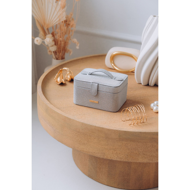 Szara szkatułka na biżuterię zamykana zamkiem magnetycznym - Peterson