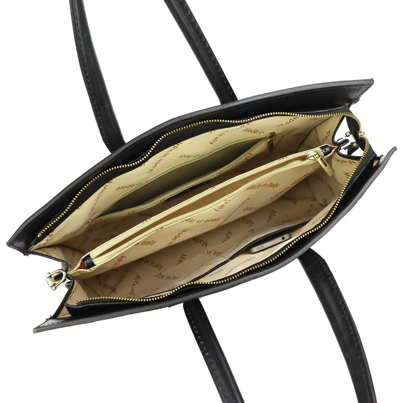 Florence Duża Damska skórzana torebka na dokumenty do pracy z paskiem