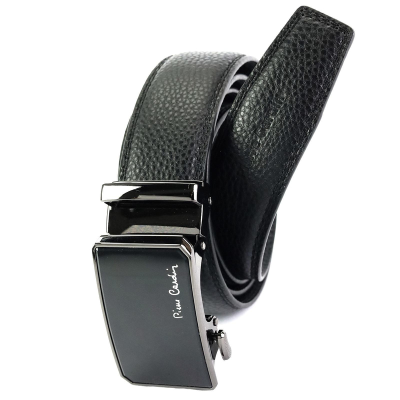 Pierre Cardin pasek do spodni męski czarny skórzany klamra automatyczna