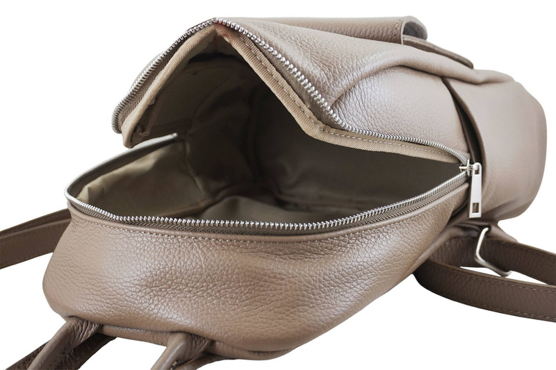 Damski plecak miejski skórzany - Beżowy ciemny