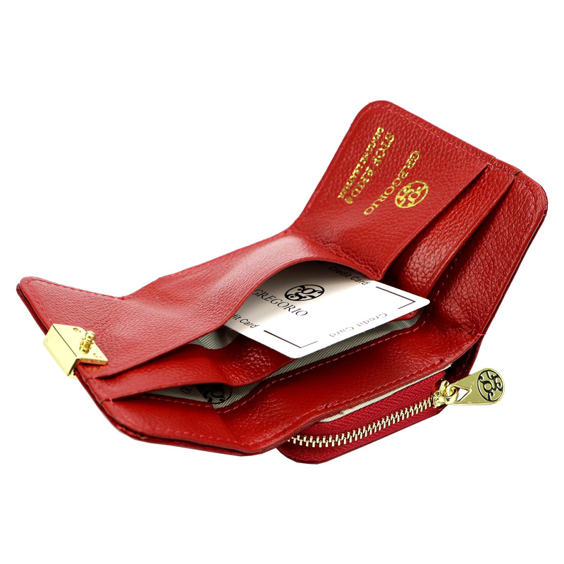 Gregorio mała portmonetka damska skóra naturalna portfel skóra krokodyla