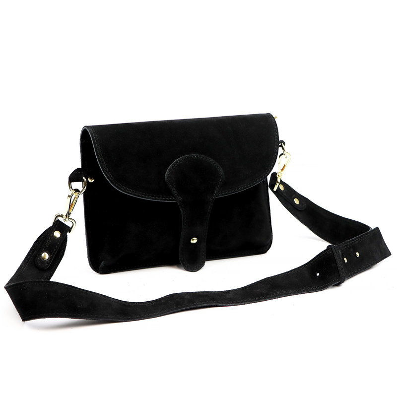 Luka zamszowa damska listonoszka torebka na ramię skórzana z kieszenią