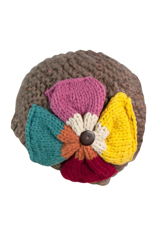 Angorkowy Beret Z Kokardką