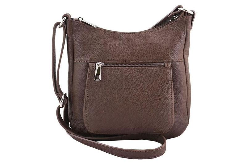 Modna włoska listonoszka skórzana - Beżowy