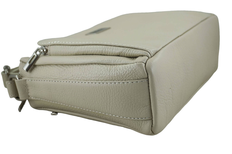 Listonoszka skórzana z kieszeniami - Beżowa jasna