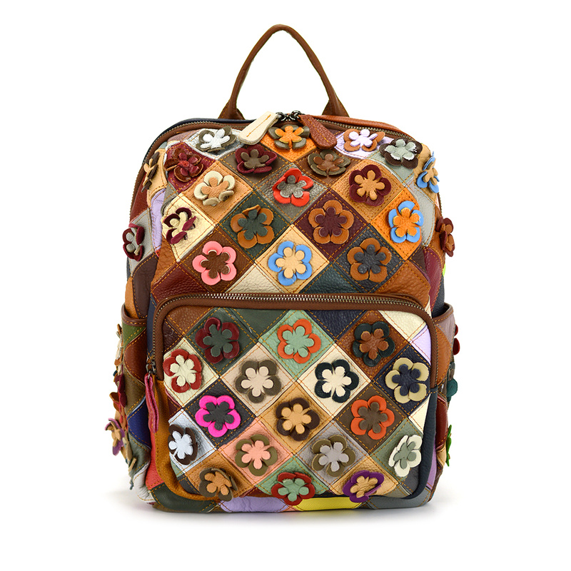 Wzorzysty damski plecak skórzany z wzorem mozaiki