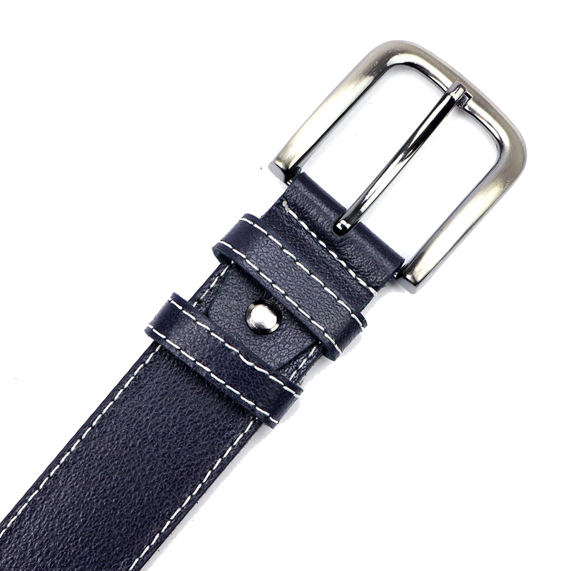 VerMari stylowy pasek do spodni skóra naturalna klasyczna srebrna klamra