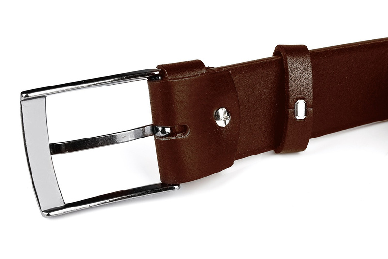 Beltimore skórzany pasek męski brązowy premium E08 : Kolory - brązowy, beżowy, Rozmiar pasków - r.180-195 cm
