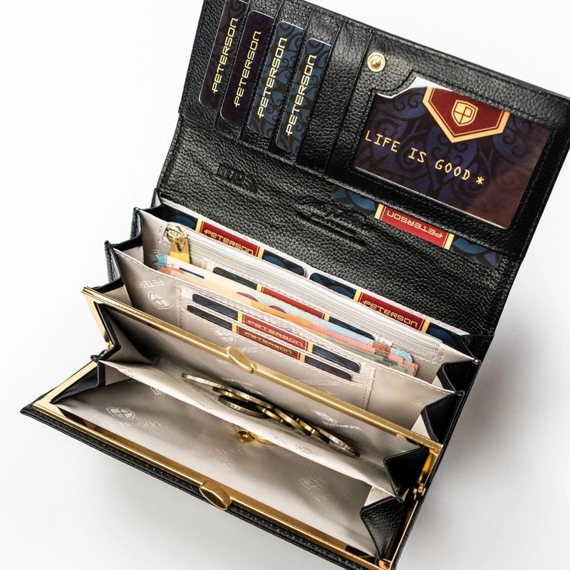 skóra naturalna + Damski portfel ze skóry ekologicznej Peterson PTN PS122-MLF