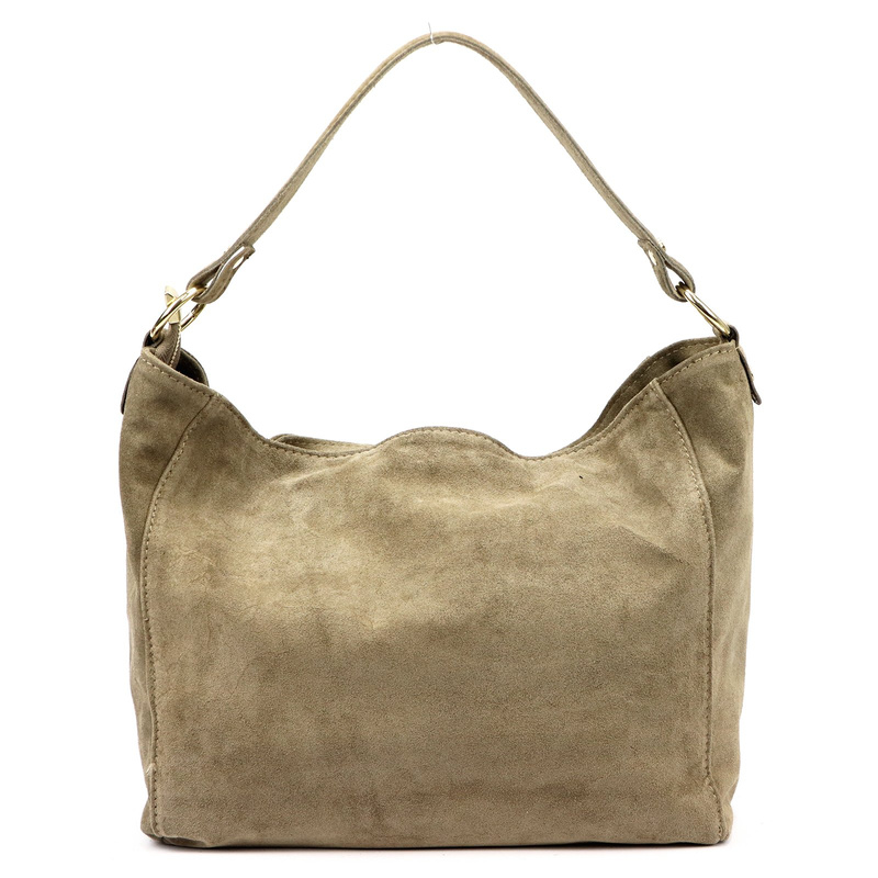 Vera Pelle damska torebka na ramię skóra naturalna zamsz listonoszka