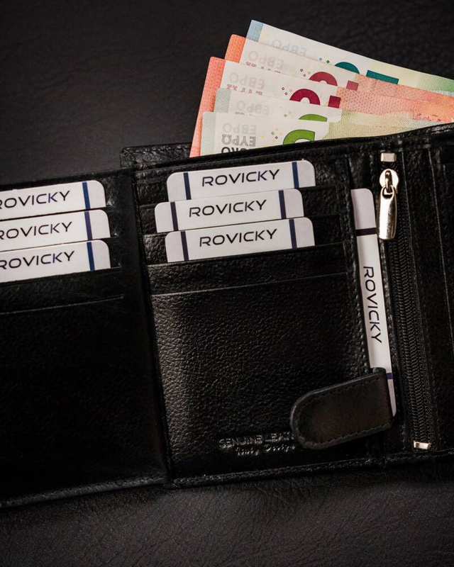 Duży męski skórzany stylowy portfel z RFID Rovicky