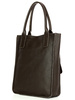 Torebka zamszowa shopper bag z kieszeniami skóra naturalna - MARCO MAZZINI ciemny brąz