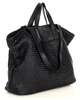 Torba damska pleciona shopper & shoulder leather bag - MARCO MAZZINI czarna