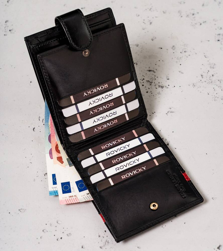 Rovicky portfel męski skóra naturalna rozbudowany pojemny system RFID