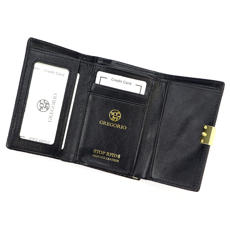 Skórzany damski portfel z elementem skóry węża