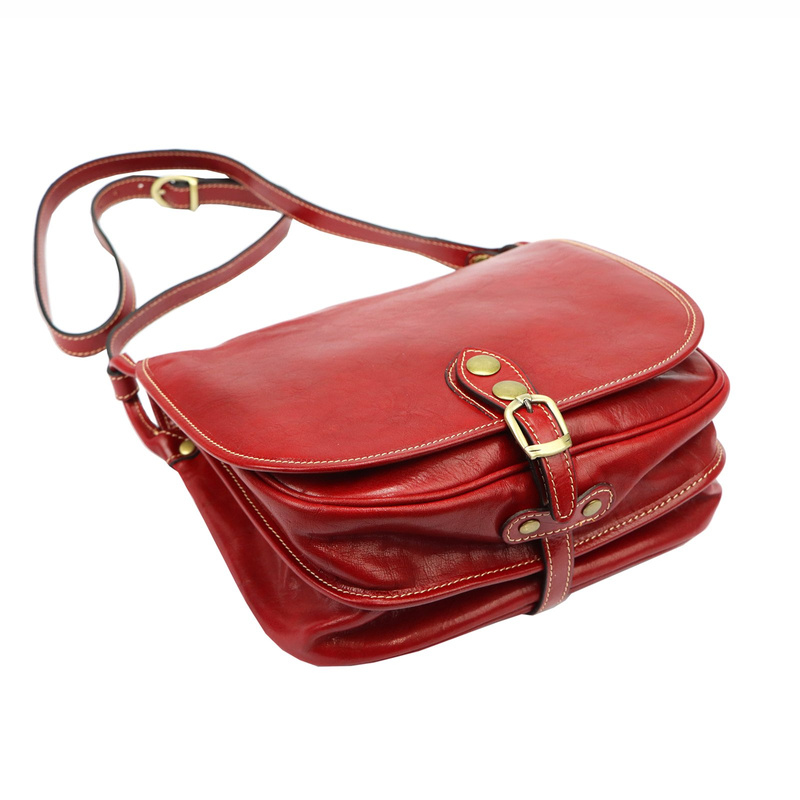 Florence skórzana damska listonoszka torebka na ramię dwukomorowa