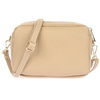 Skórzana damska torebka listonoszka beżowa dwukomorowa pojemna na pasku P10