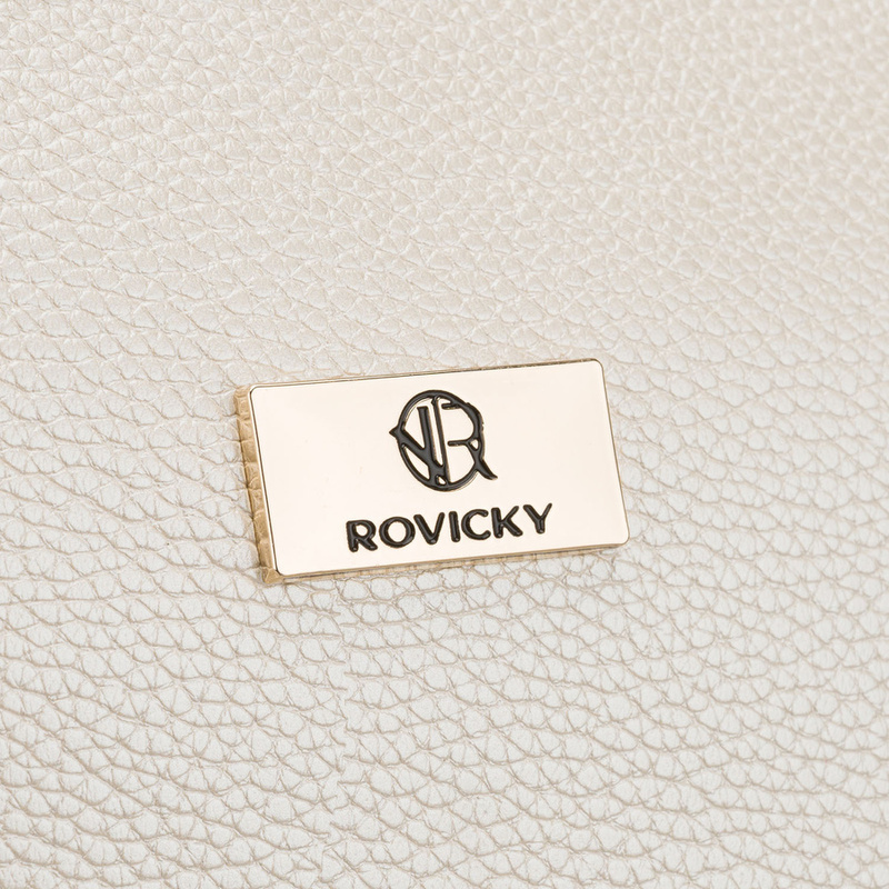 Beżowa, praktyczna kosmetyczka ze skóry ekologicznej, jednokomorowa - Rovicky