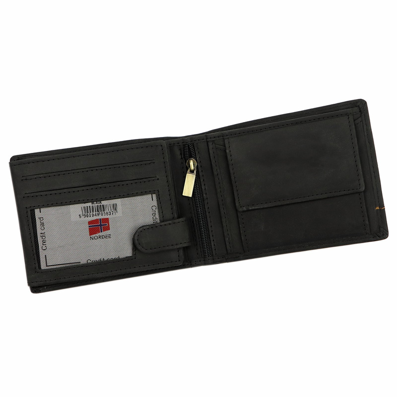 Nordee składany męski portfel skóra naturalna rozbudowany bez zapięcia