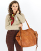 Torba damska skórzana shopper z kieszeniami - It bag MARCO MAZZINI brąz camel